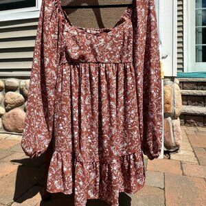 Mi Ami Brown Floral Minidress